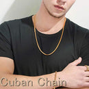 Stainless Steel Necklace Men Fashion Cuban Curb Link Chain Necklace Golden