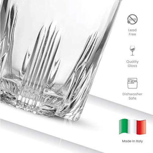 7-Piece Italian Crafted Glass Decanter & Whisky Glasses Set,6 Exquisite Cocktail Glasses