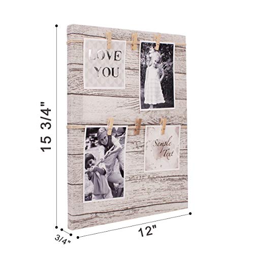 HANTAJANSS Clip Photo Holder, Picture Display Frame, Photo Collage Board, Wood Hanging Frames with 6 Clips for Home Wall Decor, 12 ×16 Inches