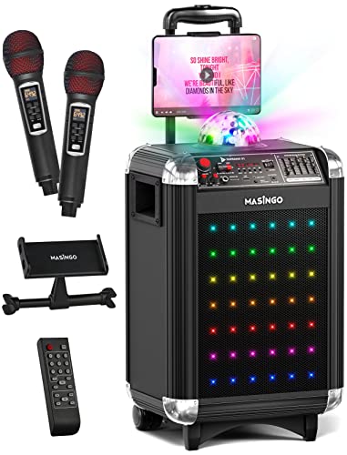 Bluetooth Karaoke Machine - Portable Singing Equipment Set W/ 2 Wireless Karaoke Microphones