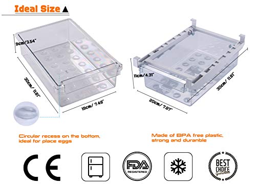 Fridge Drawer Organizer, Unique Design Pull Out Bins, Fridge Shelf Holder Storage Box