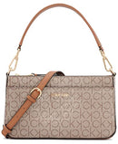 Calvin Klein Lucy Triple Compartment Shoulder Bag, Almond/Taupe/Caramel Embossed