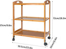 3-Tier Bamboo Kitchen Serving Cart Rolling Utility Storage Organizer Kitchen Trolley