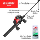 Spincast Reel and Fishing Rod Combo, 5'6" 2-Piece Durable Fiberglass Rod