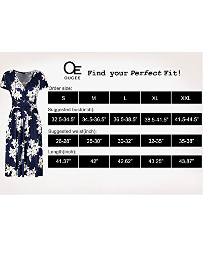 Women's Summer Short Sleeve V-Neck Pattern Knee Length Dress