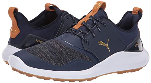 Puma Golf Men's Ignite Nxt Lace Golf Shoe, Peacoat-Puma Team Gold-Puma White, 11.5 M US