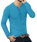 YTD Mens Casual Slim Fit Basic Henley Long Sleeve Fashion T-Shirt M Deep Teal