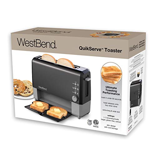 West Bend 77224 QuikServe Slide Through Wide Slot Toaster with Cool Touch