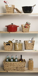 DII Natural Water Hyacinth Storage Basket with Handles, Beige