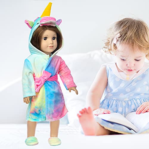 18 inch Doll Clothes and Doll Sleeping Bag Set - Rainbow Unicorn Doll Costume