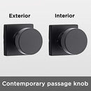 Kwikset 97200-896 Pismo Passage Square Modern Door Knob, Matte Black