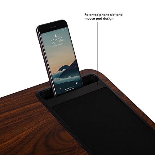 Home Office Lap Desk with Device Ledge, Mouse Pad, and Phone Holder