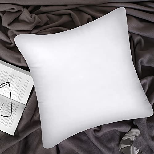 Throw Pillows Insert (Pack of 2, White) - 18 x 18 Inches Bed and Couch Pillows