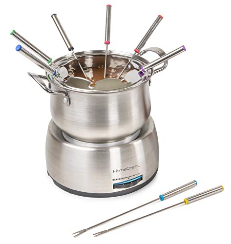 8-Cup Deluxe Stainless Steel Electric Chocolate Fondue Set With Die Cast Handles,