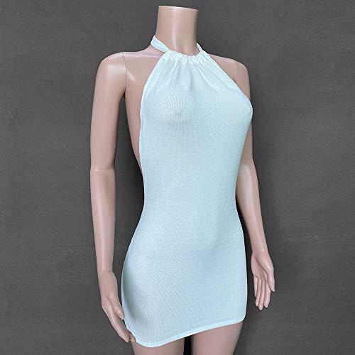 MISSACTIVER Women Sexy Halter Mini Dresses Knitted Backless Casual Bodycon