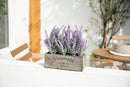 Artificial Fake Flower Potted Lavender Plant with Wooden Tray