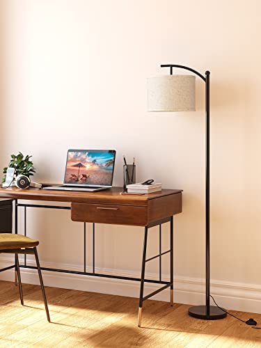 Floor Lamp with 3CCT LED Bulb, Lamp for Living Room with Beige Linen Lamp Shade