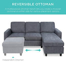 Linen Sectional Sofa for Home, Apartment, Compact Spaces w/Chaise Lounge