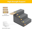 Dog Stairs 3 Steps, High Density Foam Dog Steps for High Bed, Foldable Pet Stairs