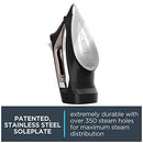 Steam Iron with Retractable Cord and Stainless Steel Soleplate, Black