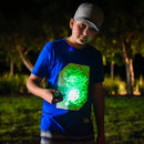 Interactive Glow in The Dark T-Shirt - Fun for Birthday Parties & Festivals (Blue/Green Glow, Large)