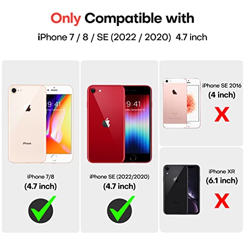 3 in 1 for iPhone SE Case 2020/2022, iPhone 8/7 Case, with 2 Pack Screen Protector, Slim