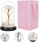 Galaxy Flower Rose,Beauty and The Beast Rose in Glass, Glass Colorful Rose, Unique Gifts is for Girlfriend，Christmas， Anniversary,Valentine's Day