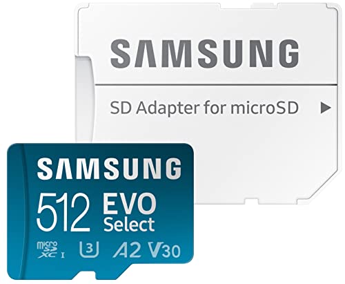 SAMSUNG EVO Select Micro SD-Memory-Card + Adapter, 512GB microSDXC 130MB/s Full HD & 4K UHD