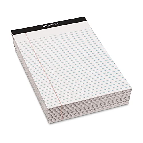 50-Sheet Legal Note Pad, Wide Ruled, 8.5 x 11.75 Inches, White - Pack of 12