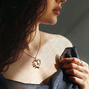 Heart Butterfly Rose Necklace 14k Gold Plated Pendant