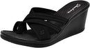 Cali Women's Rumblers-Beautiful People Wedge Sandal,Black,9 M US