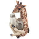Decorative Giraffe Salt and Pepper Shaker Set with Display Stand Holder Figurine