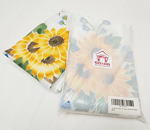 3pcs Kitchen Cafe Curtain Set Air Brushed by Hand of Sunflower and Butterfly Design