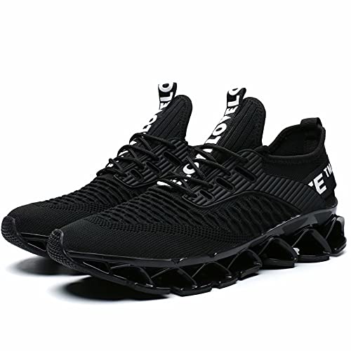 Men's Running Shoes Fashion Sneakers Breathable Non Slip Full Black