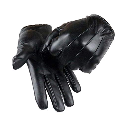 Men Leather Touchscreen Gloves Winter Driving Warm Wrist Gloves Long Keeper