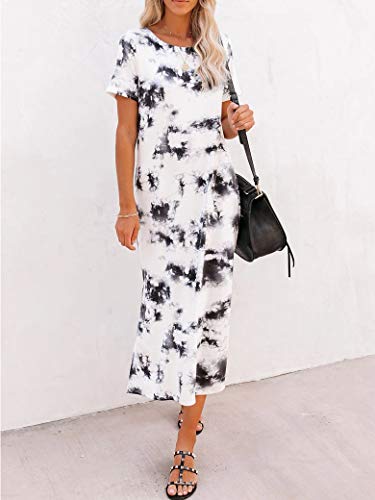 Long Dress for Women Summer Casual Short Sleeve Tie Dye Dresses