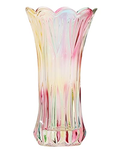 Crystal Glass Colorful Vase Large Flower Vase Thickened Handmade Pattern