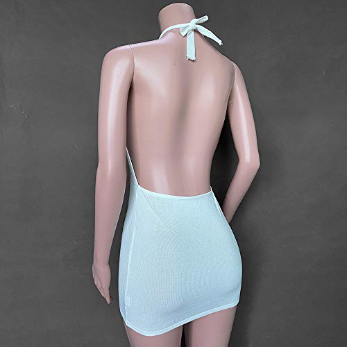 MISSACTIVER Women Sexy Halter Mini Dresses Knitted Backless Casual Bodycon