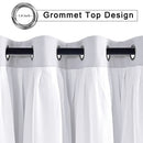 Greyish White Blackout Curtains with Sheer Overlay, Grommet Thermal Insulated