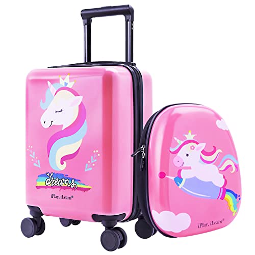 Unicorn Kids Luggage, Girls Carry on Suitcase W/ 4 Spinner Wheels