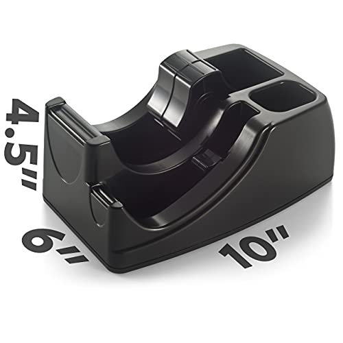 Recycled 2-in-1 Heavy Duty Tape Dispenser, 1" and 3" Cores, Black