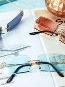 3 Pairs Rimless Rectangle Sunglasses Tinted Frameless Eyewear Vintage Transparent