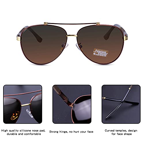 Aviator Sunglasses for Men Women Polarized Driving UV 400 Protection with Case