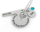 Remembrance Necklace - A piece of my Heart lives in Heaven - Date & Initial Charm - Angel Wing - Stainless Steel