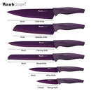 Purple Professional Kitchen Knife Chef Set, Kitchen Knife Set Stainless Steel