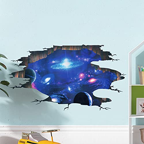 Creative 3D Blue Cosmic Galaxy Wall Decals