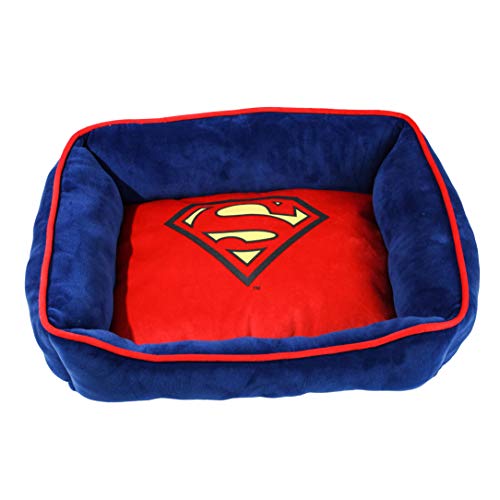 DC Comics for Pets Superman Cuddler Bed | Soft and Snuggly, Blue and Red Superhero