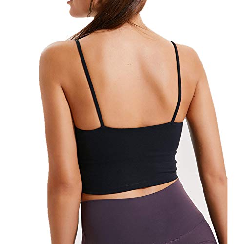 Lemedy Women Padded Sports Bra Fitness Workout Running Shirts Yoga Tank Top (XL, Black)