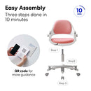 Kids' Desk Chair : 4-Level Adjustable Ergonomic Growing Study Chair, Height Control