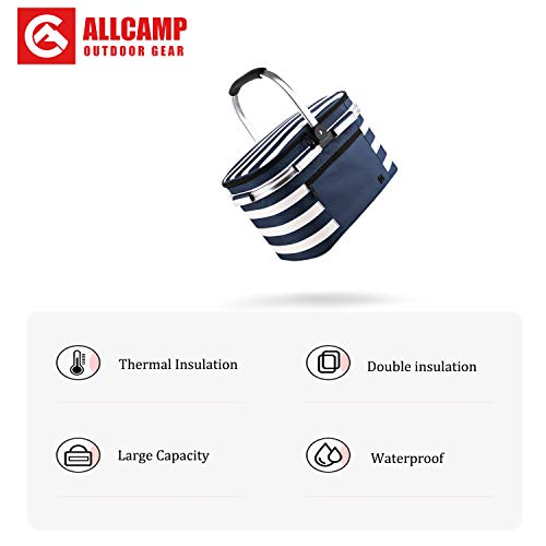 Insulated Picnic Baskets Shoping Basket Cooler Bag Collapsible Portable Picnic Basket